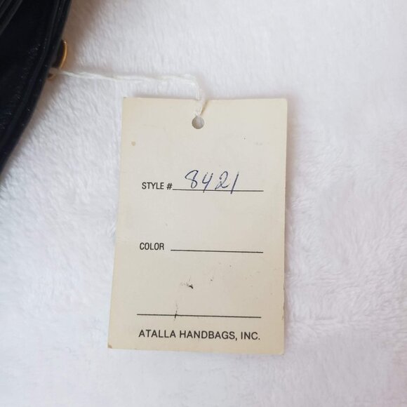 VINTAGE Atalla Handbags Leather Saddlebag Press Lock Deadstock Black Gold - Picture 11 of 12